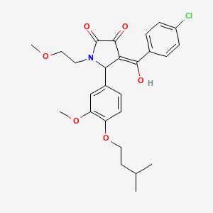 (4E)-4-[(4-chlorophenyl)-hydroxymethylidene]-1-(2-methoxyethyl)-5-[3-methoxy-4-(3-methylbutoxy)phenyl]pyrrolidine-2,3-dione