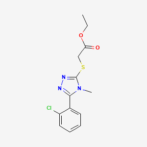 molecular formula C13H14ClN3O2S B5268456 ETHYL 2-{[5-(2-CHLOROPHENYL)-4-METHYL-4H-1,2,4-TRIAZOL-3-YL]SULFANYL}ACETATE 