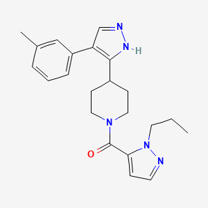 molecular formula C22H27N5O B5268515 4-[4-(3-methylphenyl)-1H-pyrazol-5-yl]-1-[(1-propyl-1H-pyrazol-5-yl)carbonyl]piperidine 