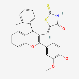 (5Z)-5-[[2-(3,4-dimethoxyphenyl)-4-(2-methylphenyl)-4H-chromen-3-yl]methylidene]-2-sulfanylidene-1,3-thiazolidin-4-one