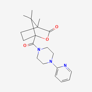 molecular formula C19H25N3O3 B5268729 4,7,7-trimethyl-1-{[4-(2-pyridinyl)-1-piperazinyl]carbonyl}-2-oxabicyclo[2.2.1]heptan-3-one 