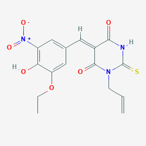 (5Z)-5-(3-ethoxy-4-hydroxy-5-nitrobenzylidene)-1-(prop-2-en-1-yl)-2-thioxodihydropyrimidine-4,6(1H,5H)-dione