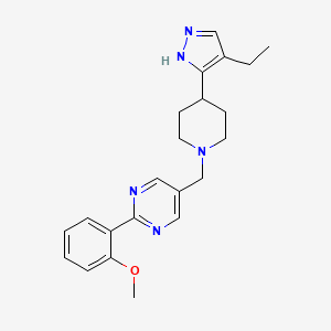 molecular formula C22H27N5O B5268846 5-{[4-(4-ethyl-1H-pyrazol-5-yl)piperidin-1-yl]methyl}-2-(2-methoxyphenyl)pyrimidine 