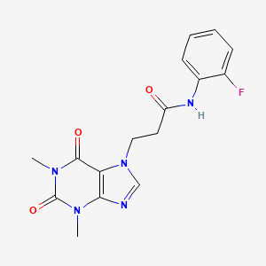 molecular formula C16H16FN5O3 B5268884 3-(1,3-dimethyl-2,6-dioxo-1,2,3,6-tetrahydro-7H-purin-7-yl)-N-(2-fluorophenyl)propanamide 