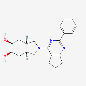 molecular formula C21H25N3O2 B5268904 (3aR*,5R*,6S*,7aS*)-2-(2-phenyl-6,7-dihydro-5H-cyclopenta[d]pyrimidin-4-yl)octahydro-1H-isoindole-5,6-diol 