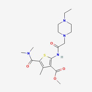 molecular formula C18H28N4O4S B5268925 METHYL 5-(DIMETHYLCARBAMOYL)-2-[2-(4-ETHYLPIPERAZIN-1-YL)ACETAMIDO]-4-METHYLTHIOPHENE-3-CARBOXYLATE 