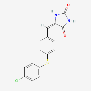 (5E)-5-{4-[(4-chlorophenyl)sulfanyl]benzylidene}imidazolidine-2,4-dione