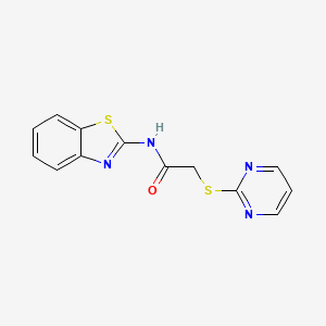 N-(1,3-benzothiazol-2-yl)-2-(pyrimidin-2-ylsulfanyl)acetamide