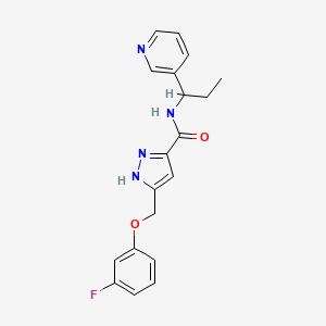 molecular formula C19H19FN4O2 B5268993 5-[(3-fluorophenoxy)methyl]-N-(1-pyridin-3-ylpropyl)-1H-pyrazole-3-carboxamide 