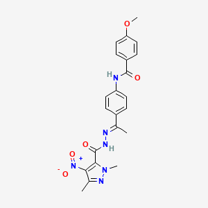 N-(4-{N-[(1,3-dimethyl-4-nitro-1H-pyrazol-5-yl)carbonyl]ethanehydrazonoyl}phenyl)-4-methoxybenzamide