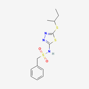 molecular formula C13H17N3O2S3 B5269129 N-[5-(butan-2-ylsulfanyl)-1,3,4-thiadiazol-2-yl]-1-phenylmethanesulfonamide 