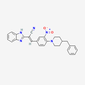 (E)-2-(1H-benzimidazol-2-yl)-3-[4-(4-benzylpiperidin-1-yl)-3-nitrophenyl]prop-2-enenitrile