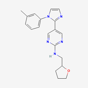 molecular formula C19H21N5O B5269325 5-[1-(3-methylphenyl)-1H-imidazol-2-yl]-N-(tetrahydrofuran-2-ylmethyl)pyrimidin-2-amine 