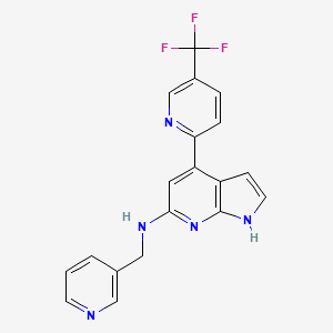 molecular formula C19H14F3N5 B5269376 N-(pyridin-3-ylmethyl)-4-[5-(trifluoromethyl)pyridin-2-yl]-1H-pyrrolo[2,3-b]pyridin-6-amine 