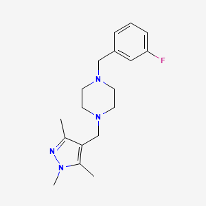 1-(3-fluorobenzyl)-4-[(1,3,5-trimethyl-1H-pyrazol-4-yl)methyl]piperazine