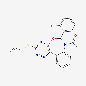 molecular formula C21H17FN4O2S B5269497 1-[3-(Allylsulfanyl)-6-(2-fluorophenyl)[1,2,4]triazino[5,6-D][3,1]benzoxazepin-7(6H)-YL]-1-ethanone 