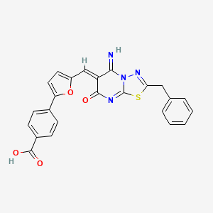 molecular formula C24H16N4O4S B5269504 4-[5-[(Z)-(2-benzyl-5-imino-7-oxo-[1,3,4]thiadiazolo[3,2-a]pyrimidin-6-ylidene)methyl]furan-2-yl]benzoic acid 