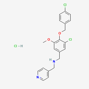 molecular formula C21H21Cl3N2O2 B5269521 N-[[3-chloro-4-[(4-chlorophenyl)methoxy]-5-methoxyphenyl]methyl]-1-pyridin-4-ylmethanamine;hydrochloride 