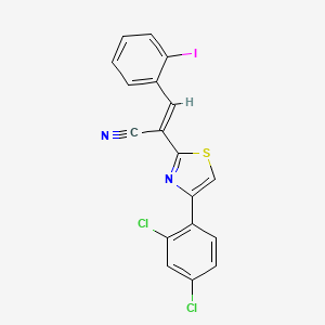 molecular formula C18H9Cl2IN2S B5269543 (E)-2-[4-(2,4-dichlorophenyl)-1,3-thiazol-2-yl]-3-(2-iodophenyl)prop-2-enenitrile 