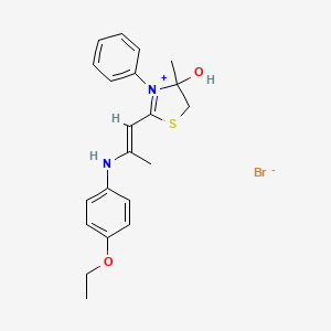 2-[(E)-2-(4-ethoxyanilino)prop-1-enyl]-4-methyl-3-phenyl-5H-1,3-thiazol-3-ium-4-ol;bromide