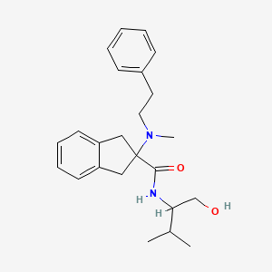 molecular formula C24H32N2O2 B5269590 N-[1-(hydroxymethyl)-2-methylpropyl]-2-[methyl(2-phenylethyl)amino]-2-indanecarboxamide 