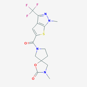 3-methyl-7-{[1-methyl-3-(trifluoromethyl)-1H-thieno[2,3-c]pyrazol-5-yl]carbonyl}-1-oxa-3,7-diazaspiro[4.4]nonan-2-one