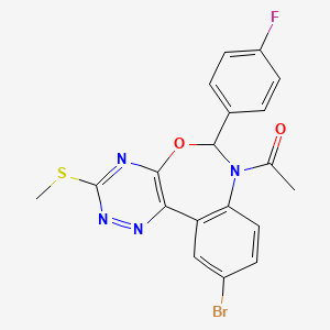 molecular formula C19H14BrFN4O2S B5269697 7-acetyl-10-bromo-6-(4-fluorophenyl)-3-(methylthio)-6,7-dihydro[1,2,4]triazino[5,6-d][3,1]benzoxazepine 