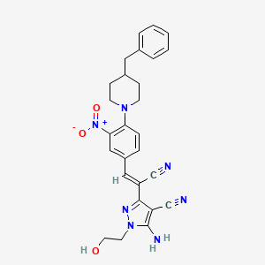 5-amino-3-[(Z)-2-[4-(4-benzylpiperidin-1-yl)-3-nitrophenyl]-1-cyanoethenyl]-1-(2-hydroxyethyl)pyrazole-4-carbonitrile