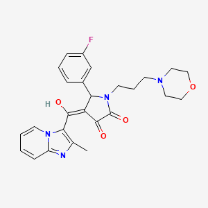 molecular formula C26H27FN4O4 B5269819 (4E)-5-(3-fluorophenyl)-4-[hydroxy-(2-methylimidazo[1,2-a]pyridin-3-yl)methylidene]-1-(3-morpholin-4-ylpropyl)pyrrolidine-2,3-dione 