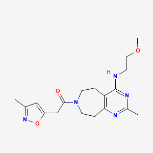 molecular formula C18H25N5O3 B5269841 N-(2-methoxyethyl)-2-methyl-7-[(3-methylisoxazol-5-yl)acetyl]-6,7,8,9-tetrahydro-5H-pyrimido[4,5-d]azepin-4-amine 