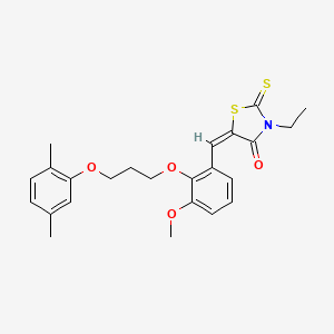 molecular formula C24H27NO4S2 B5269879 (5E)-5-[[2-[3-(2,5-dimethylphenoxy)propoxy]-3-methoxyphenyl]methylidene]-3-ethyl-2-sulfanylidene-1,3-thiazolidin-4-one 