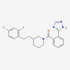 molecular formula C22H22F2N4O B5269890 3-[2-(2,4-difluorophenyl)ethyl]-1-[2-(1H-1,2,4-triazol-3-yl)benzoyl]piperidine 