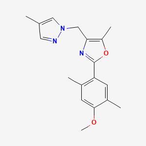 2-(4-methoxy-2,5-dimethylphenyl)-5-methyl-4-[(4-methyl-1H-pyrazol-1-yl)methyl]-1,3-oxazole