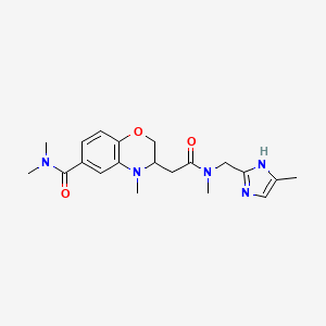 molecular formula C20H27N5O3 B5269925 N,N,4-trimethyl-3-(2-{methyl[(4-methyl-1H-imidazol-2-yl)methyl]amino}-2-oxoethyl)-3,4-dihydro-2H-1,4-benzoxazine-6-carboxamide 