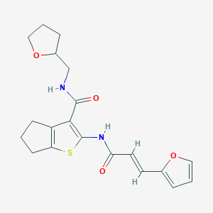 molecular formula C20H22N2O4S B5269946 2-{[3-(2-furyl)acryloyl]amino}-N-(tetrahydro-2-furanylmethyl)-5,6-dihydro-4H-cyclopenta[b]thiophene-3-carboxamide 