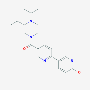 molecular formula C21H28N4O2 B5269996 5-[(3-ethyl-4-isopropylpiperazin-1-yl)carbonyl]-6'-methoxy-2,3'-bipyridine 