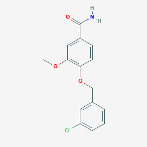 molecular formula C15H14ClNO3 B5270055 4-[(3-chlorobenzyl)oxy]-3-methoxybenzamide 