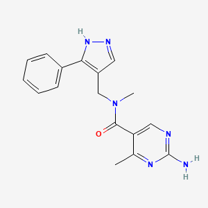 2-amino-N,4-dimethyl-N-[(5-phenyl-1H-pyrazol-4-yl)methyl]pyrimidine-5-carboxamide