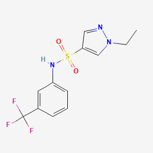 molecular formula C12H12F3N3O2S B5270123 1-ethyl-N-[3-(trifluoromethyl)phenyl]-1H-pyrazole-4-sulfonamide 