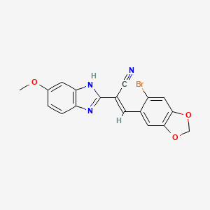 molecular formula C18H12BrN3O3 B5270165 3-(6-bromo-1,3-benzodioxol-5-yl)-2-(5-methoxy-1H-benzimidazol-2-yl)acrylonitrile 