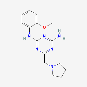 molecular formula C15H20N6O B5270182 N-(2-methoxyphenyl)-6-(pyrrolidin-1-ylmethyl)-1,3,5-triazine-2,4-diamine 