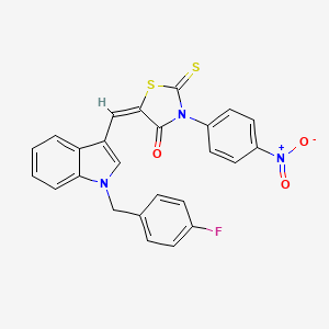 molecular formula C25H16FN3O3S2 B5270206 5-{[1-(4-fluorobenzyl)-1H-indol-3-yl]methylene}-3-(4-nitrophenyl)-2-thioxo-1,3-thiazolidin-4-one 