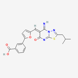 molecular formula C21H18N4O4S B5270262 3-(5-{[5-Imino-2-isobutyl-7-oxo-5H-[1,3,4]thiadiazolo[3,2-A]pyrimidin-6(7H)-yliden]methyl}-2-furyl)benzoic acid 