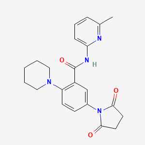 molecular formula C22H24N4O3 B5270364 5-(2,5-dioxopyrrolidin-1-yl)-N-(6-methylpyridin-2-yl)-2-piperidin-1-ylbenzamide 