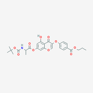 Propyl 4-[5-hydroxy-7-[2-[(2-methylpropan-2-yl)oxycarbonylamino]propanoyloxy]-4-oxochromen-3-yl]oxybenzoate