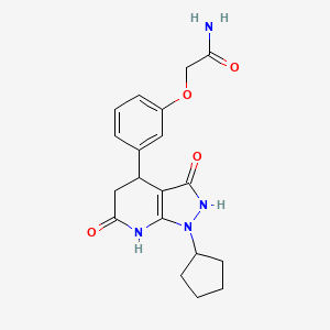 2-[3-(1-cyclopentyl-3,6-dioxo-2,3,4,5,6,7-hexahydro-1H-pyrazolo[3,4-b]pyridin-4-yl)phenoxy]acetamide