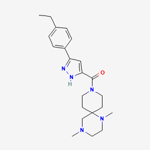 molecular formula C22H31N5O B5270502 9-{[3-(4-ethylphenyl)-1H-pyrazol-5-yl]carbonyl}-1,4-dimethyl-1,4,9-triazaspiro[5.5]undecane 