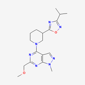 molecular formula C18H25N7O2 B5270516 4-[3-(3-isopropyl-1,2,4-oxadiazol-5-yl)-1-piperidinyl]-6-(methoxymethyl)-1-methyl-1H-pyrazolo[3,4-d]pyrimidine 