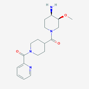 molecular formula C18H26N4O3 B5270546 [(3S,4R)-4-amino-3-methoxypiperidin-1-yl]-[1-(pyridine-2-carbonyl)piperidin-4-yl]methanone 