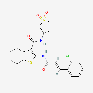 molecular formula C22H23ClN2O4S2 B5270587 2-{[(2E)-3-(2-chlorophenyl)prop-2-enoyl]amino}-N-(1,1-dioxidotetrahydrothiophen-3-yl)-4,5,6,7-tetrahydro-1-benzothiophene-3-carboxamide 